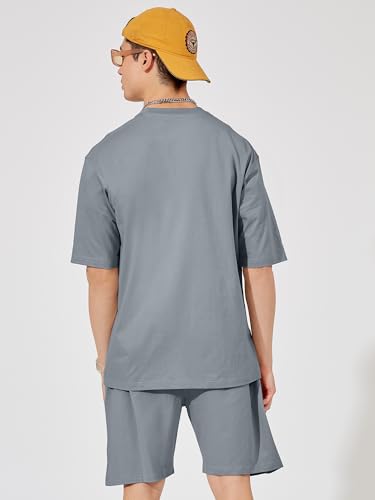 Image of Maniac || Mens || Solid Round Neck Half Sleeve Blue Tshirt and Blue Short Cotton Slim Fit Tracksuit