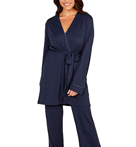 Cosabella Women's Bella Curvy Racerback Cami Robe & Pant Pajama Set, Navy/Navy, Extra Large #TOP1