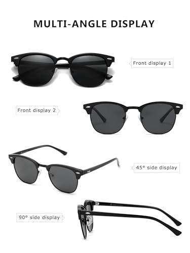 Polarized Sunglasses For Women And Men Semi Rimless Frame Retro Sun Glasses4