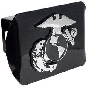Marine Corps"Black with Chrome USMC “EGA” Emblem" Metal Trailer Hitch Cover Fits 2 Inch Receiver