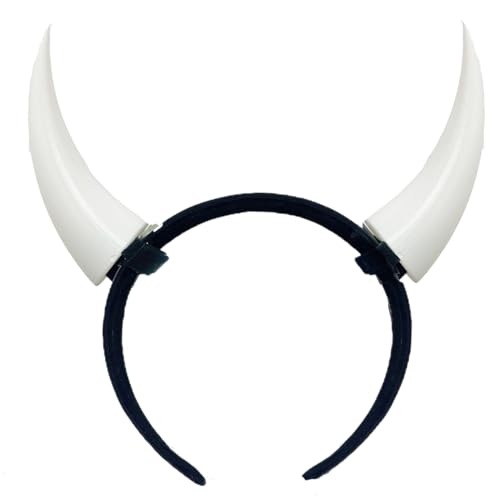 ATekatac Women Headband with 3D Devil Horns 3d Lightweight Devil Horns Headband (NJ White1)