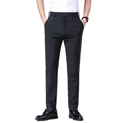 Men's Elastic Casual Pants Summer Thin Business Slim Trousers Korean Straight Stretch Pants Male