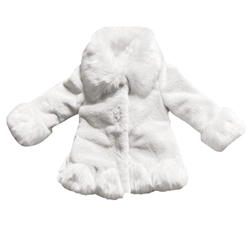 Toddler Girls Winter Fleece Coat Kids Warm Faux 𝚏𝚞r Jacket Long Sleeve Cardigan Coat (White, 4-5 Years)2
