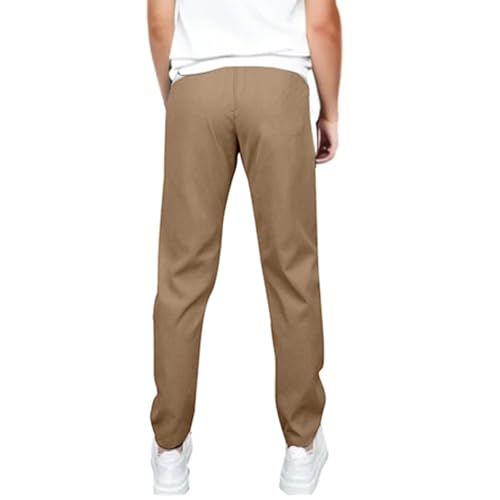 Mens Slim Fit Golf Pants Wrinkle Free Expandable Waist Straight Formal Pant Business Casual Trousers with Pockets4