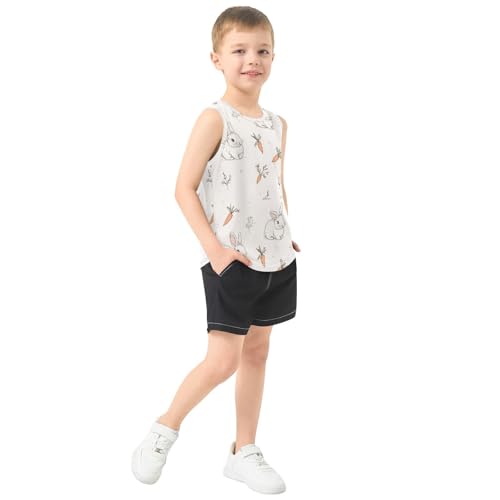 Bolaz Boys Athletic Quick Dry Tank Top Sleeveless Workout T Shirts Age 11-15,Rabbits_and_Carrots4