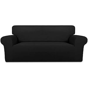 INMOZATA Housse de Canapé Extensible Housse Canapé 1/2/3 Places, Protecteur Canapé avec Accoudoirs, Revêtement de Canapé avec Bâtonnets de Mousse Antidérapante (3 Places, Noir)