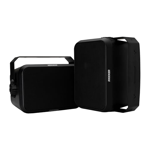 KICKER Outdoor Audio 6″ Indoor Outdoor Speakers (52OA6B) – Weatherproof, UV-Resistant Wall or Ceiling Mount Speakers with Polyethylene-Mica Woofer Black