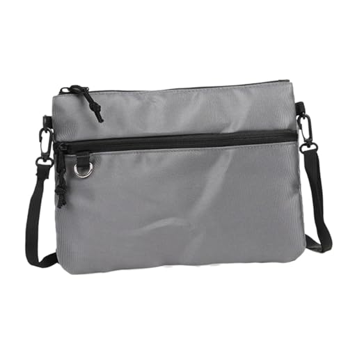 [AEKLXVKU] メンズ ショルダーバッグ ジッパー開閉 無地 カジュアル 調節可能なストラップ ハンドバッグ 灰, 26x19 cm