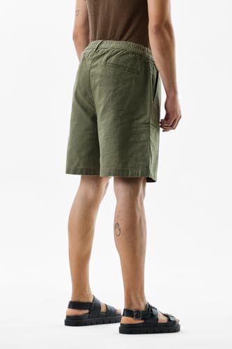 Image of SNITCH Men Casual Shorts | Regular Fit Mid Rise Solid Pattern | 100% Cotton Smooth Texture with Drawstring Closure & Elastic Waistband for Summer & Club Wear