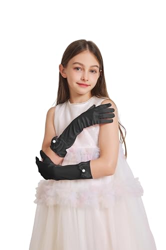 Princess Gloves for Girls, Kids Long Satin Costume Dress Up Gloves for Halloween Birthday Costume Cosplay3