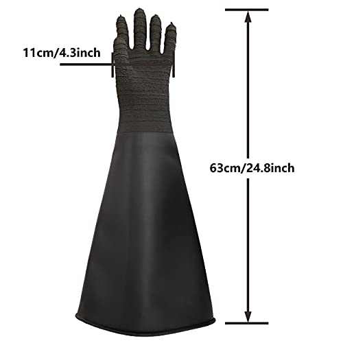 Heavy Duty Sandblasting Gloves 24.8" Rubber Gloves For Sandblaster Protective Safety Work Black Striped Gloves #TOP1