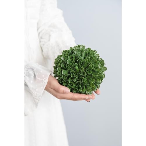 T2 CONCEPT 5 Inch Artificial Boxwood Topiary Ball, Decorative Faux Greenery, Home Decor Foliage, for Vase, Pots, Bowls, Hanging Display, Event