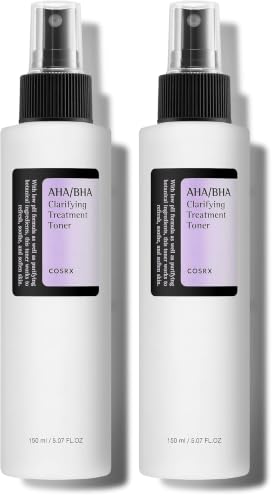COSRX Tónico de tratamiento exfoliante facial COSRX AHA/BHA Exfoliating Facial Treatment, Esencia para acné, poros y pieles irregulares 150 ml/5,07 fl.oz (Paquete de 2)