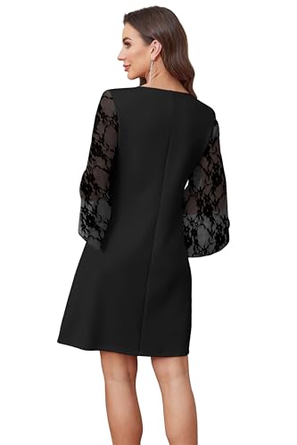 RUMIA Womens Cocktail Dresses Chiffon Sleeves or Lace Sleeves Black4
