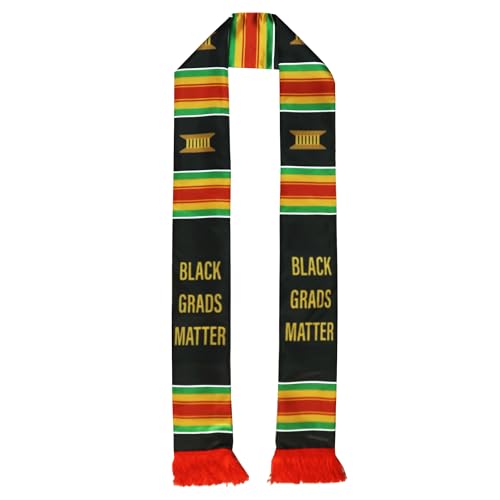 Black Grads Matter Scarf African American Graduation Stole Scarf with Red Tassels2