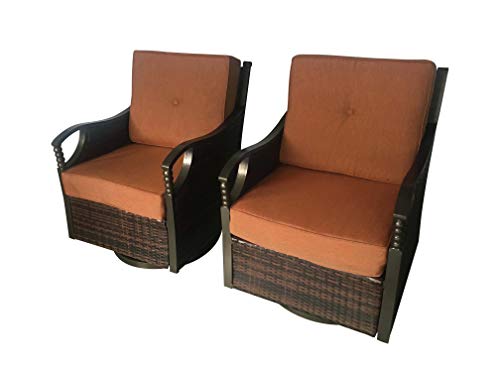 Pebble Lane Living Set of 2 Outdoor Cushion Glider and Rocking and Swivel Aluminum and Wicker Patio Chairs (Seats 2)