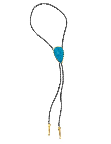 Image of Daisy Del Sol Gemstone Bolo Tie Braided Vegan Faux Leather Natural Stone Gold Handmade Necklace Adjustable Boho Western Jewelry