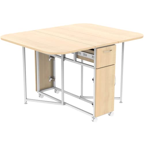 Image of InnoFur Forito Folding 4,2 Seater Dinning Multipurpose Table| Dining Room Set Wooden with Steel Frame for Home and Kitchen (Regular (4 Seater), Beige)