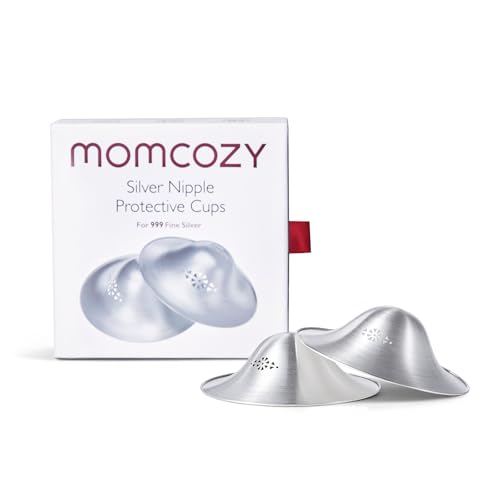 Image of Momcozy 999 Silver Nursing Cups Original Perforated Breathable Design, 999 Silver Nipple Cover for Breastfeeding Essential, Silver Nipple Shield for Nursing Newborn, Metal Nipple Shields, Regular Size