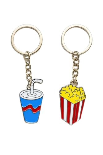 Movie Theater Snacks Keychain Set, Popcorn and Soda Design, 2-Piece