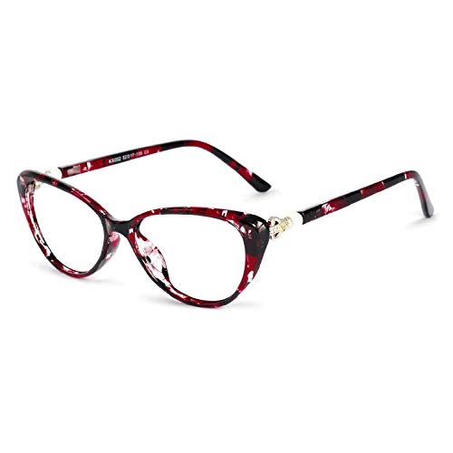 OCCI CHIARI Progressive Multifocus Women Cateye Reading Glasses Anti Blue Light Reader Spring Hinges (W+Red, 1.50)