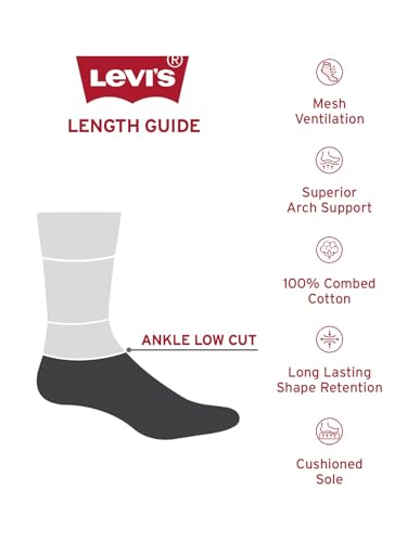 Image of Levi's LS304 Men's Compact Cotton Stretch Ankle Low Cut Socks (Pack of 3)