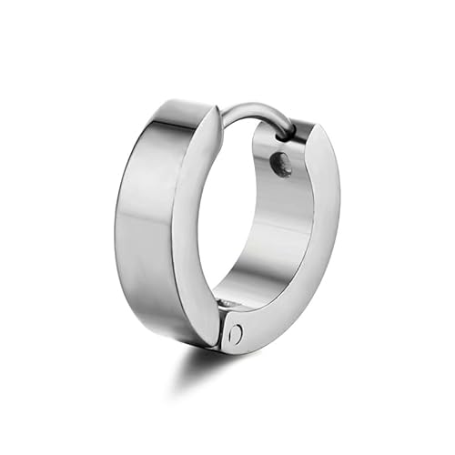 اقراط حلقية صغيرة فريدة من نوعها من الستانلس ستيل للرجال، زوج واحد