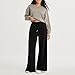 ZEFOTIM Black Dress Pants Women Wide Leg Linen Pants with Pocket High Waisted Trouser Dress Professional Stretchy Running Workout Baggy Resort Drawstring Work Business Outfits for Women Black XXL