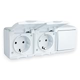 La prise compacte anti-poussière avec couvercle rabattable et interrupteur à bascule, au design simple, fait de la prise pour pièces humides et de l'interrupteur d'arrêt une solution efficace et pratique pour toutes les applications. La prise Schuko et l'interrupteur à bascule sont garantis grâce à la résistance accrue aux éclaboussures.