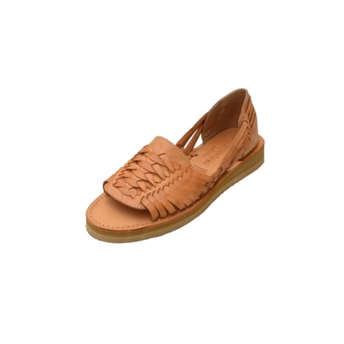 Macarena Collection Sandals women Huarache Sandal Colorful Leather Mexican Style Color Tan 123