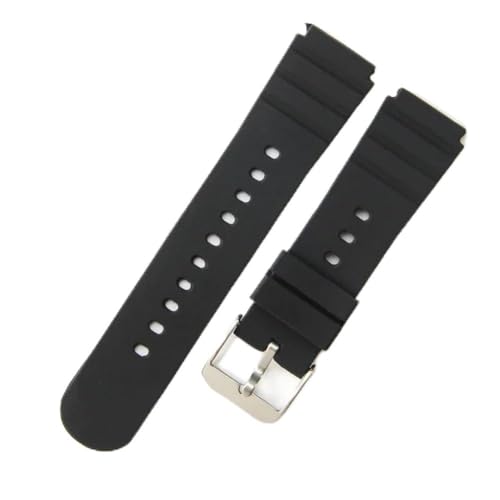 Bracelet de montre en silicone noir 21mm avec boucle acier