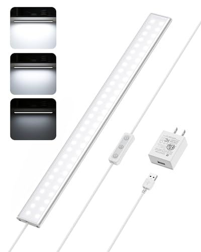 ASOKO Under Cabinet Light, Upgrade 16inch LED Closet Light with Dimmable 6000K Cool White and Memory...