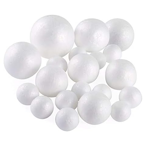 Romote Polystyrene Craft Balls White Foam Balls Round Christmas Craft Decoration Balls for DIY Art Craft Easter Party Household 5 Sizes 20PCS Cover