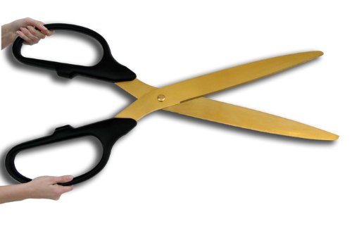 36" Black/Gold Ceremonial Ribbon Cutting Scissors for Grand Openings with Case