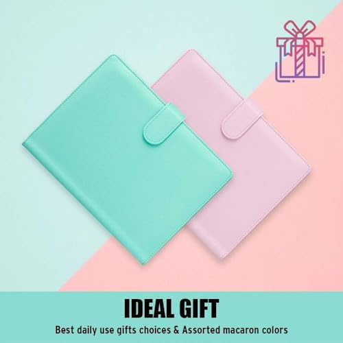Image of Sooez A5 Notebook Binder, 6 Ring Planner with Stylish Design, Loose Leaf Personal Organizer Cover with Magnetic Buckle Closure, PU Leather Binder for Women with Macaron Colors (Olive Green)