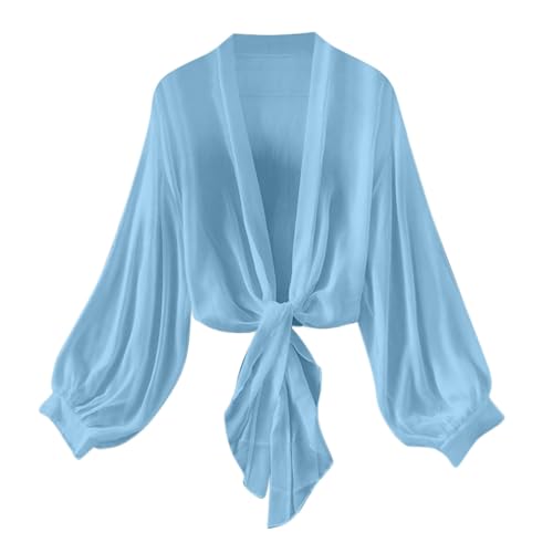 Image of Cream Jacket Chiffon Kimono Bohemian Casual Vocation Cropped Cardigan Casual Hawaiian Jacket Activewear Swimwear Beach Cover Ups Open Front Beachwear Loose Long Sleeve Chiffon