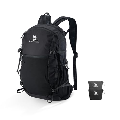 CAMEL CROWN Mochila dobrável para caminhada, leve, impermeável, pequena, embalável, masculina e feminina, 20L