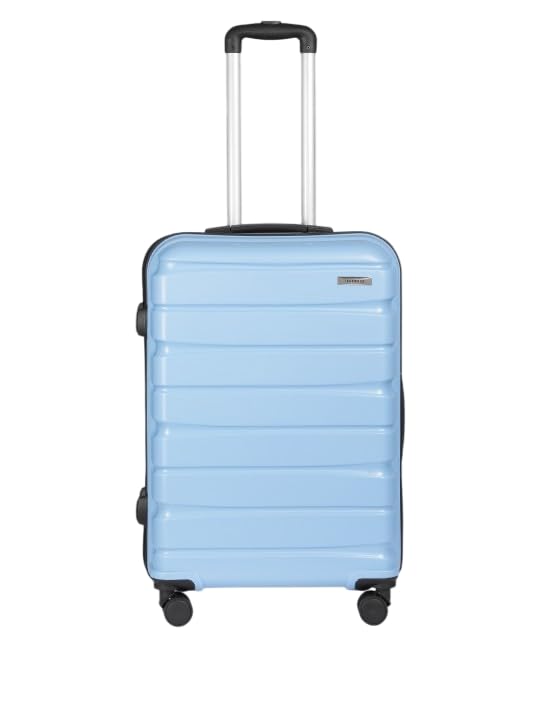 Image of Teakwood Medium Cabin Size 8 Wheels Trolley Bag, Hard Cabin with Zipper Closure, Adjustable Push Button & Cross Side Strap, TSA Lock System 360 Degree (Medium, Powder Blue)