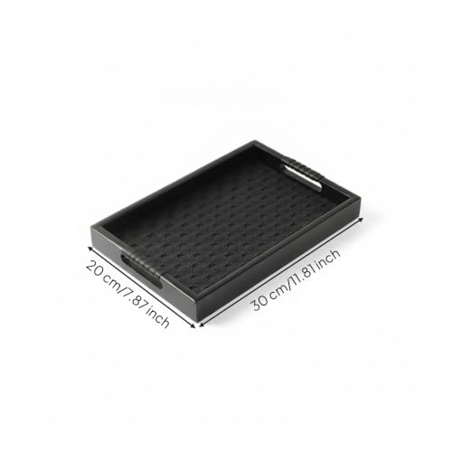 Bandeja rectangular de almacenamiento decorativo negro Qianly pequeño con bordes altos 6