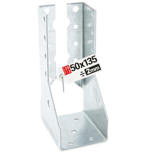 Connecteur poutre bois 50x135 mm Typ B, support acier galvanisé 2 mm, equerre fixation robuste,...