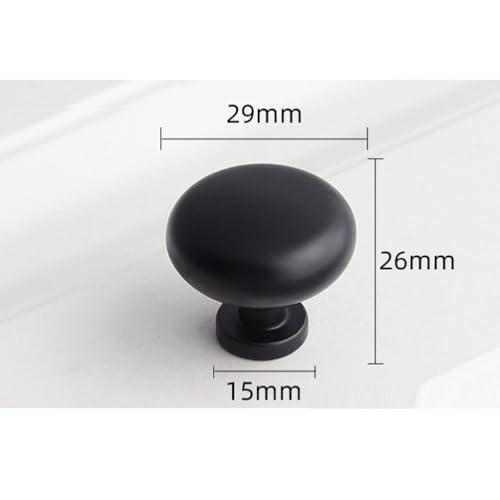 Image of 5-Pack Cabinet Knob Pulls, Kitchen Cabinet Matte Black Zinc Alloy Knob Drawer Pulls, Matte Black Dresser Knob Drawer Pulls, Kitchen Cabinet Knobs Solid Round Pulls. (Black)