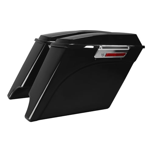 Alforjas duras para motocicleta XFMT, extendidas 5", con tapas para altavoces de 6x9" y cierres cromados, para Harley Touring (1993-2013), Negro vívido miniatura 2