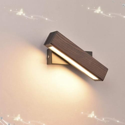 Lampada da parete moderna a LED, girevole a 360°, in legno, per interni, dimmerabile, adatta per camera da letto, soggiorno, corridoio, scale, illuminazione interna, soffitto, realizzata in alluminio