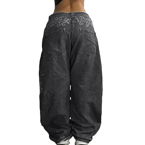 Baggy Jeans for Women Hip Hop Vintage Wide Leg Jeans with Print Gothic Y2K High Waist Denim Pants Street Wear2