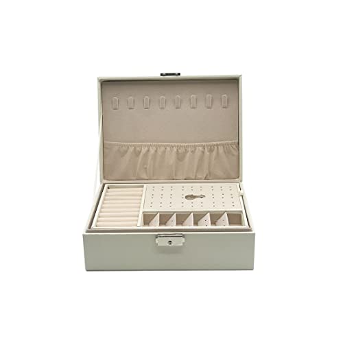 NOSCOMP Faux Leather Organizer Box, Jewellery Organiser, Storage Bag For Necklace: Earrings: Rings: Bracelet, Portable Storage Box Case With Dividers (White)