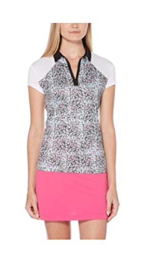 PGA TOUR Printed Cap-Sleeve Golf Top Bright White L