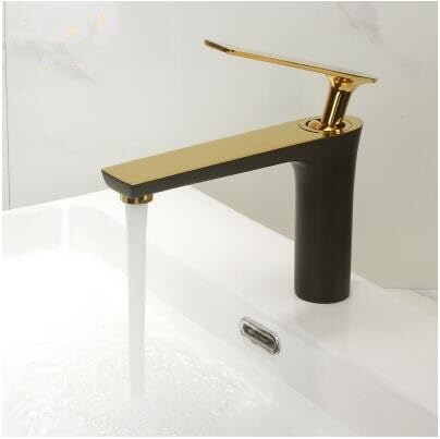 Robinet de salle de bains blanc et or pour vasque de toilette moderne