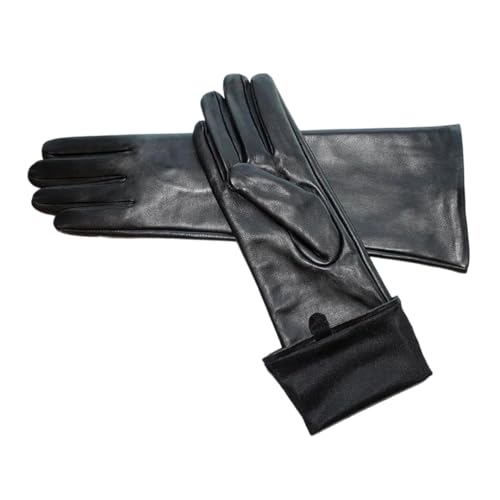 Guantes largos de piel de oveja Kelsiop para mujer con forro de seda