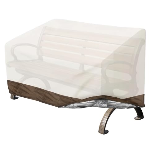 Waterproof  Beige & Brown Oxford Fabric Bench Cover for 2-Seater Bench Loveseat Furniture for Outside Garden Park Patio - Hoypeyfiy Outdoor Bench Cover