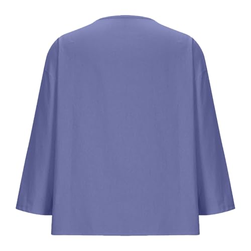Women Boho Summer Tops Cotton Linen Blouses Button Down 3/4 Sleeve Gauze Shirts Tunic Trendy Dressy Casual Peasant Clothes3